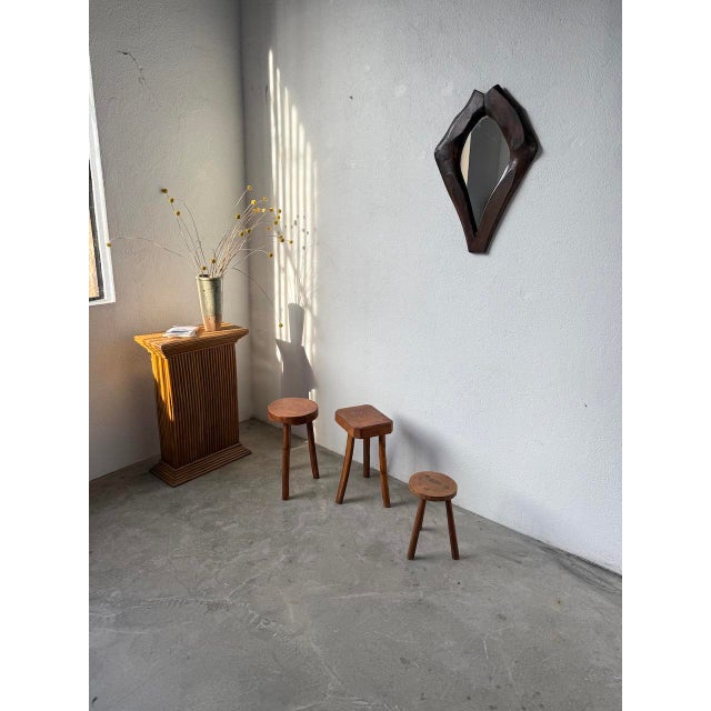 Wood Free-Form Tripod Oak Stools, 1950s, Set of 3 For Sale - Image 7 of 18