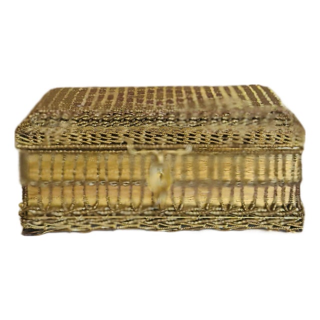 Vintage Woven Brass Box For Sale
