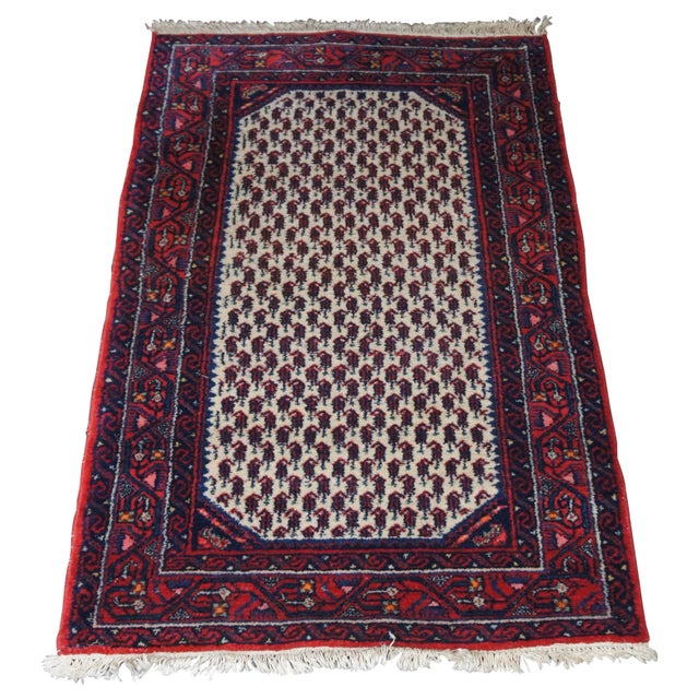 Vintage Mid Century Hand Knotted Senneh Wool Area Rug For Sale - Image 10 of 10