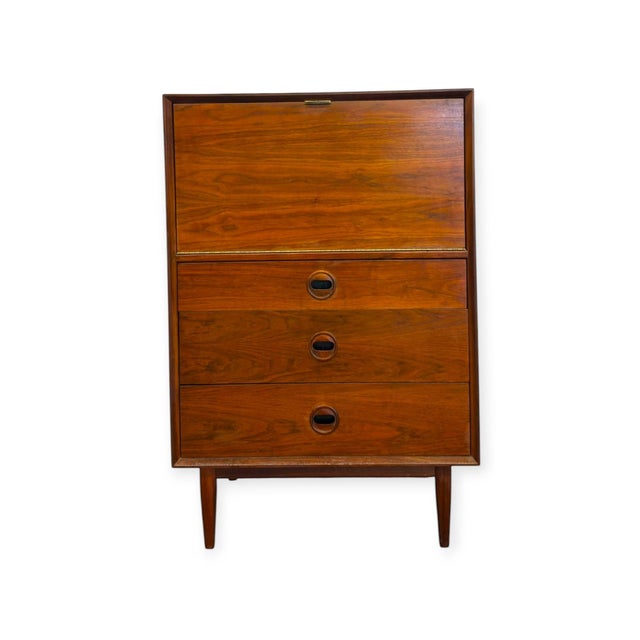 Vintage Mid Century Modern Drop-Front Secretary Desk & Chest of Drawers. For Sale In Seattle - Image 6 of 9