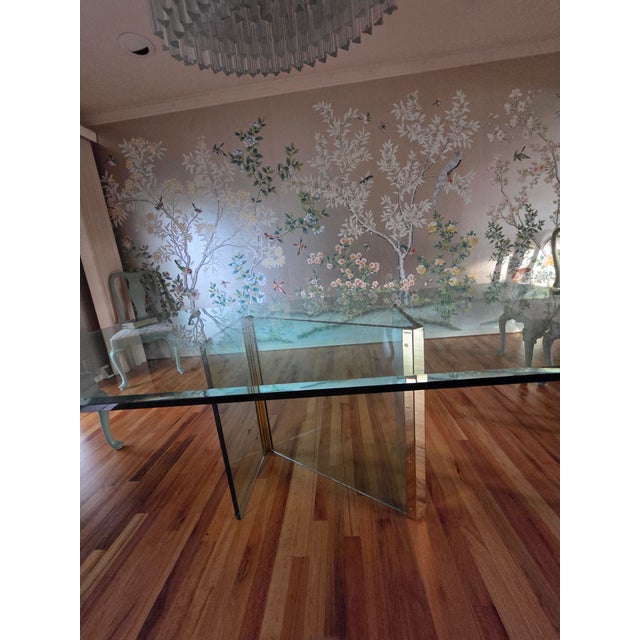 1970's Leon Rosen Pace Collection Glass & Brass Dining Table For Sale - Image 15 of 18