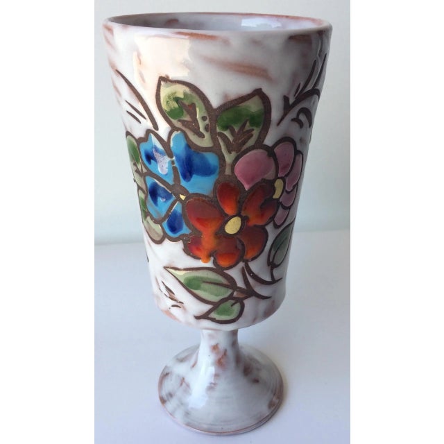 Ceramic Midcentury Floral Designed Ceramic Vase Signed Miclay For Sale - Image 7 of 7