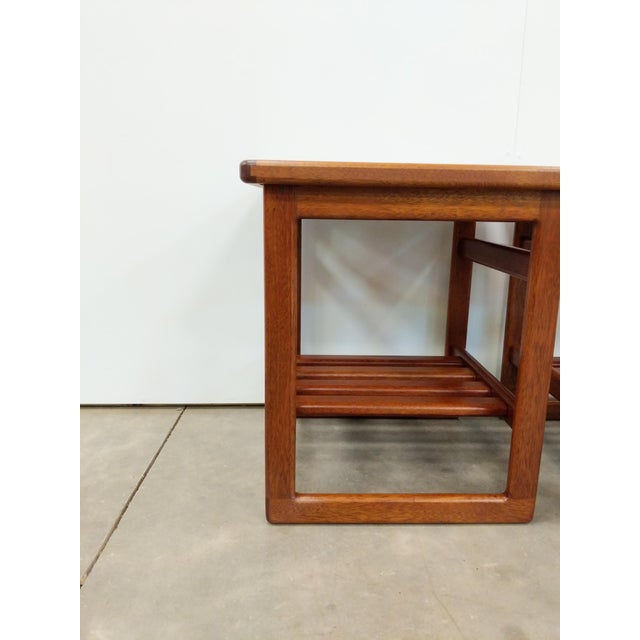 1960s Pair of Vintage Mid Century Modern Teak and Tile Side Tables For Sale - Image 5 of 7