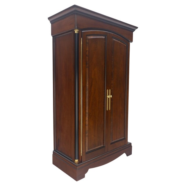 Chocolate Biedermeier Empire fusion Brown Mahogany Armoire Fitted 4 Drawers Storage Shelve For Sale - Image 8 of 15