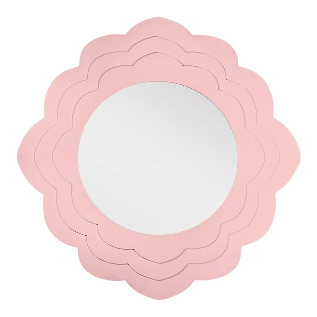 Fleur Home Audubon Magnolia Circle Mirror in Authentic Pink, 24x24 For Sale