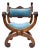 Antique French Curule Throne Chair in Mohair For Sale