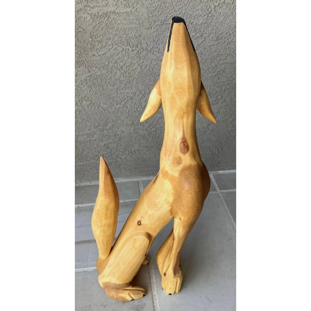 2000 - 2009 Circa 2000 Whimsical Hand Carved Folk Art Coyote by Santa Fe Artist Pete Ortega For Sale - Image 5 of 16