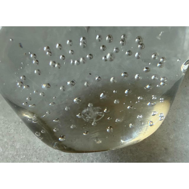 Metal Vintage Apple Shaped Blown Glass Paper Weight For Sale - Image 7 of 7