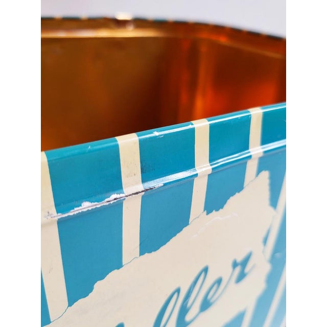 Mid-Century Modern Striped Candy Manufacturers Tin-Box, 1950s For Sale - Image 10 of 14