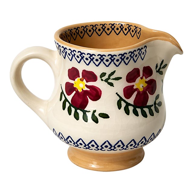 Vintage Hand Painted Mosse Pottery Ireland Floral Creamer Pitcher Vase 3" For Sale