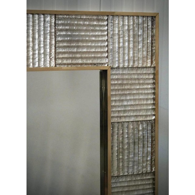 Mid-Century Italian Murano Silver Art Glass and Brass Console Wall Mirror For Sale - Image 6 of 11