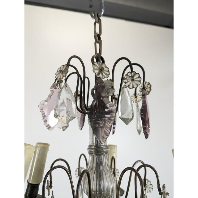Six-Light Chandeliers with Polychrome Crystal Drops, Set of 2 For Sale - Image 6 of 18