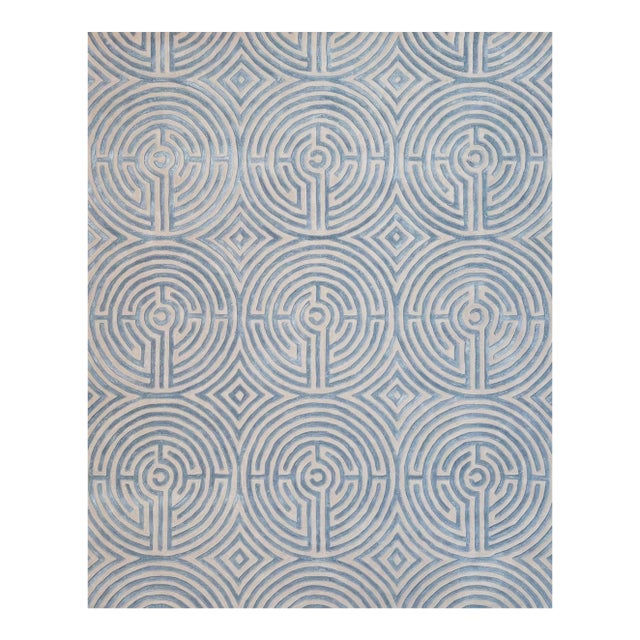 Sample Lucca Maze Rug, Sky Blue, 12x12 For Sale