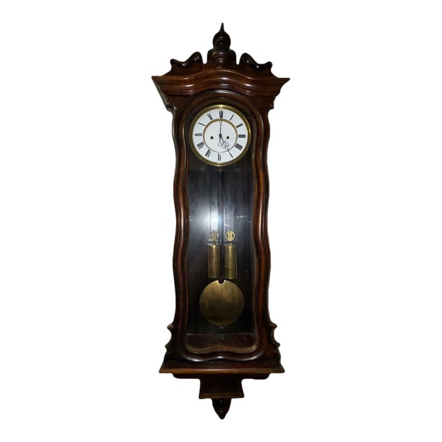 Early Antique Austrian Serpentine Vienna Regulator Wall Clock For Sale