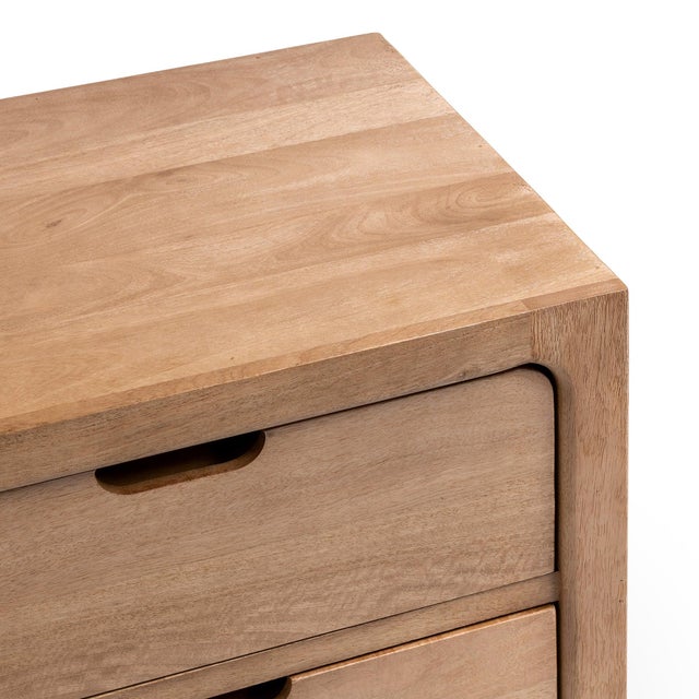 2020s Riley Natural Wood Contemporary Two-Drawer Nightstand For Sale - Image 5 of 8