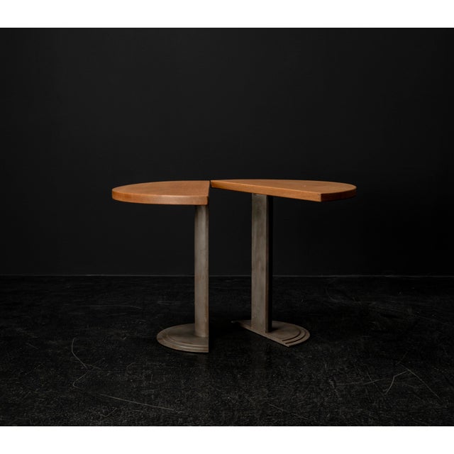 Postmodern Style Steel and Oak Console Tables, 1980s, Set of 2 For Sale - Image 18 of 18