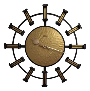 German Wall Clock with Black Metal Frame and Brass Dial from Diehl, 1970s