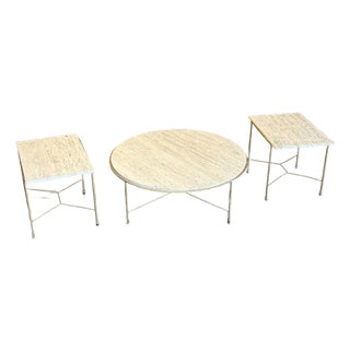 1950s Attributed to Paul McCobb Pavilion Collection Travertine Tables for Arbuck For Sale