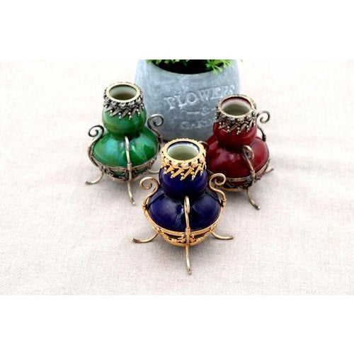 Small Silver and Porcelain Jars, Set of 3 For Sale - Image 5 of 7