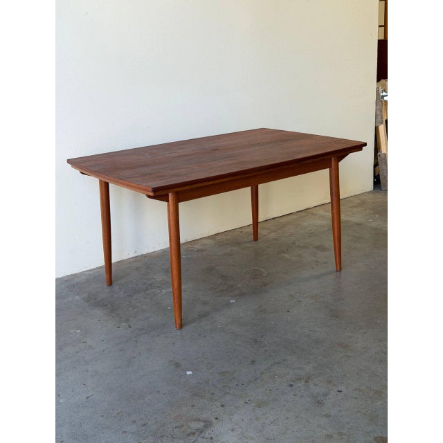 1960s Danish Teak Extendable Dining Table Mid Century Modern Draw Leaf 1960s Denmark For Sale - Image 5 of 10