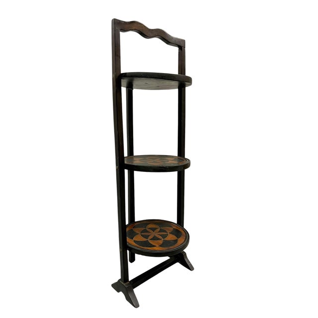 Rustic Antique English Folk Art Geometric Cocktail Tray Table For Sale - Image 3 of 18