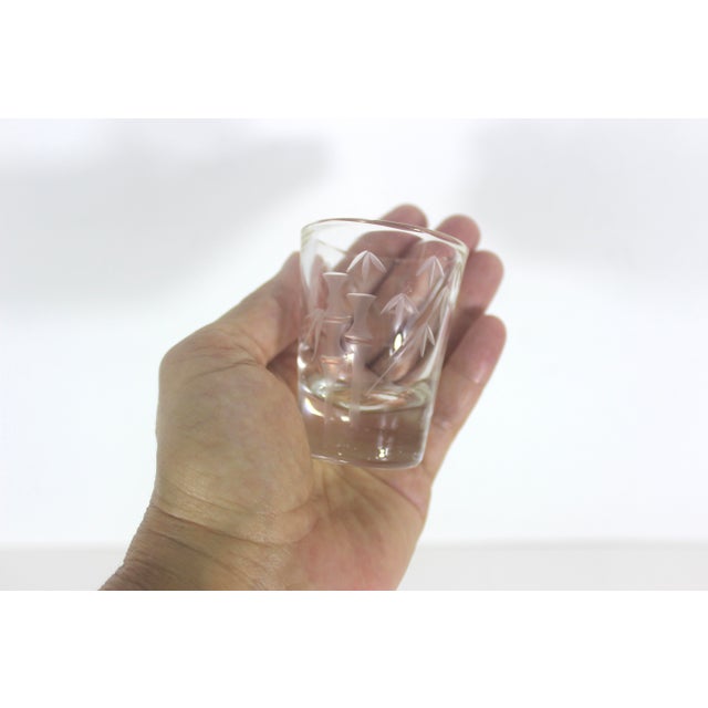 Transparent Vintage Etched Bamboo Shot Glasses Set of 4 For Sale - Image 8 of 10