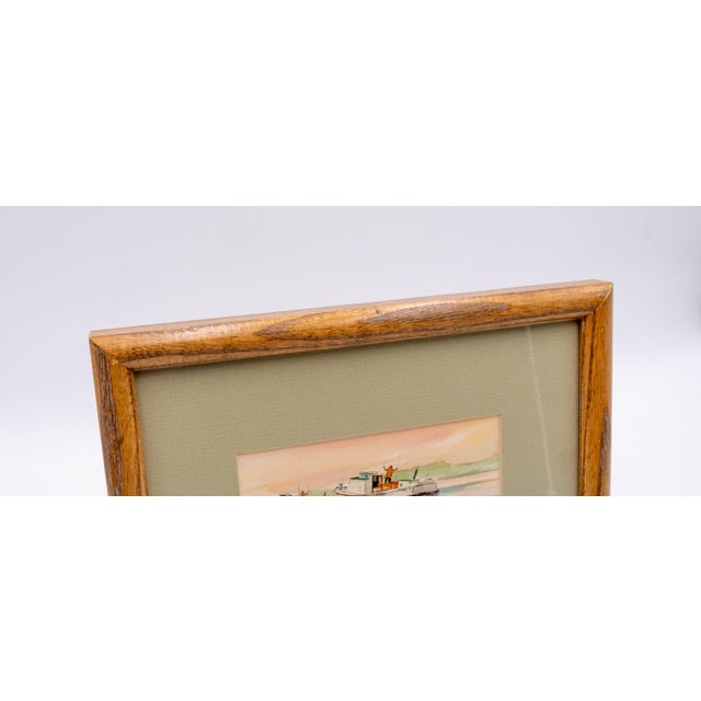 1980s Pair of Nautical Watercolor Paintings Fishing Boats Fishermen Signed George D Post For Sale - Image 5 of 16