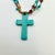 Metal .1970s Vintage Southwestern Navajo Boho Chic Faux Turquoise Cross Pennant Beaded Necklace, 22”00 For Sale - Image 7 of 11