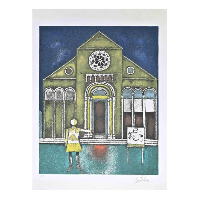 Franco Gentilini, Cathedral, Screen Print, 1970s For Sale