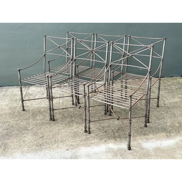 Vintage Target Back Wrought Iron Dining Chairs - Set of 6 For Sale - Image 10 of 12