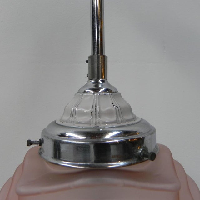 Art Deco Hanging Lamp with Pink Glass Shade, 1930s For Sale - Image 14 of 17