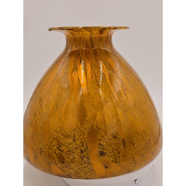 Murano Murano Art Glass Vase Amber Gold - Italian Mid Century Vase For Sale - Image 4 of 6