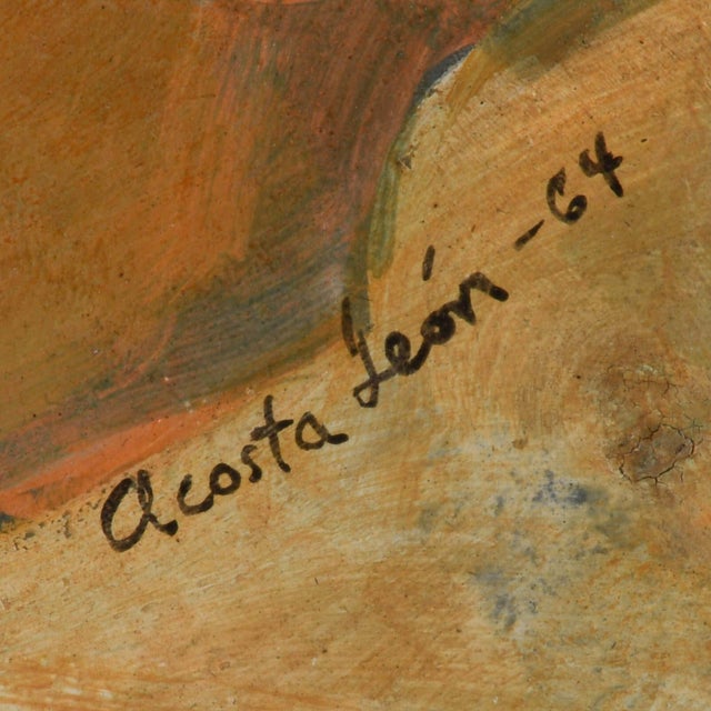 Mid 20th Century Framed Signed Ángel Acosta León (1930-1964) Oil on Board Painting For Sale - Image 5 of 12
