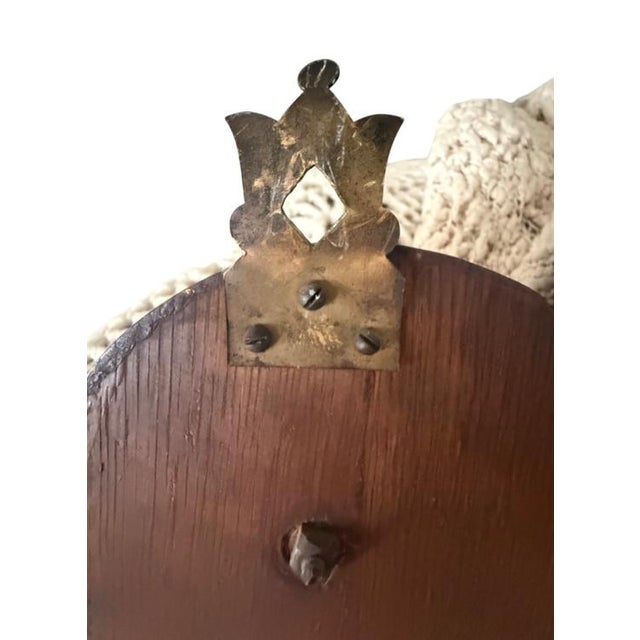 1900 - 1909 Antique Wood-Framed Beveled Mirror With Four Coat Hooks For Sale - Image 5 of 6