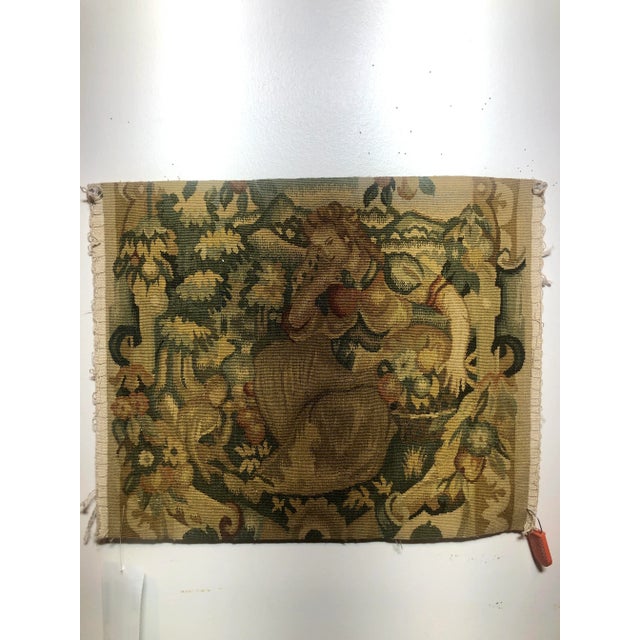 1990s Recreated Mid 16th Century Hand Woven Wool Tapestry Fragment Featuring Seated Female Figure For Sale - Image 5 of 5