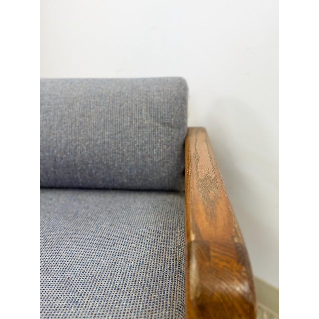 Wood Vintage MCM Single Accent Chair Rounded Wood Arms Mid-Century Lounge For Sale - Image 7 of 9