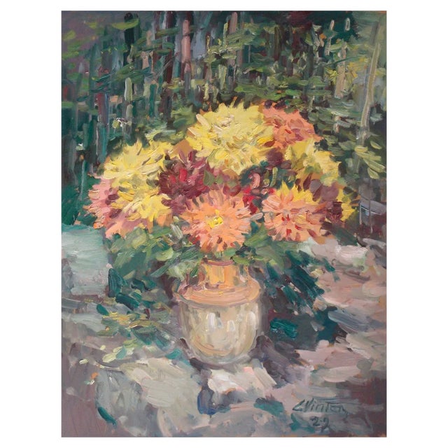 Edgars Vinters, Dahlias, 2009, Oil on Canvas For Sale