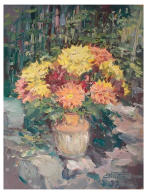 Edgars Vinters, Dahlias, 2009, Oil on Canvas