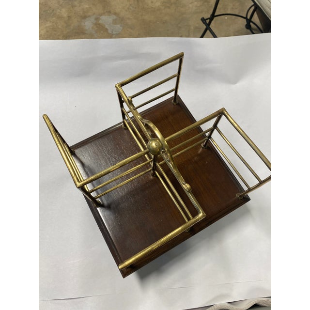 19th Century English Revolving Mahogany and Brass Book Stand For Sale - Image 9 of 11