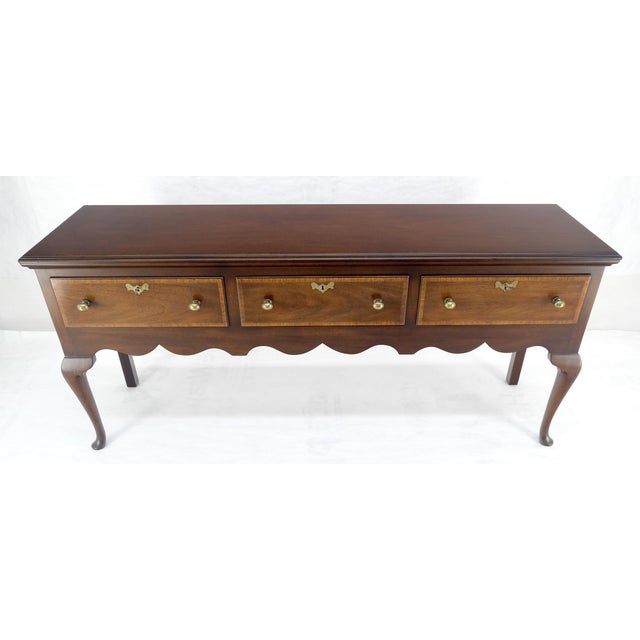 Wood Kittinger Solid Mahogany 3 Massive Drawers Queen Anne Sideboard Credenza MINT For Sale - Image 7 of 16