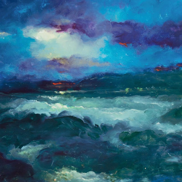 Impressionist 'Sunset, San Francisco Bay' by Victor Papkov, 1988; Impressionist Seascape For Sale - Image 3 of 9