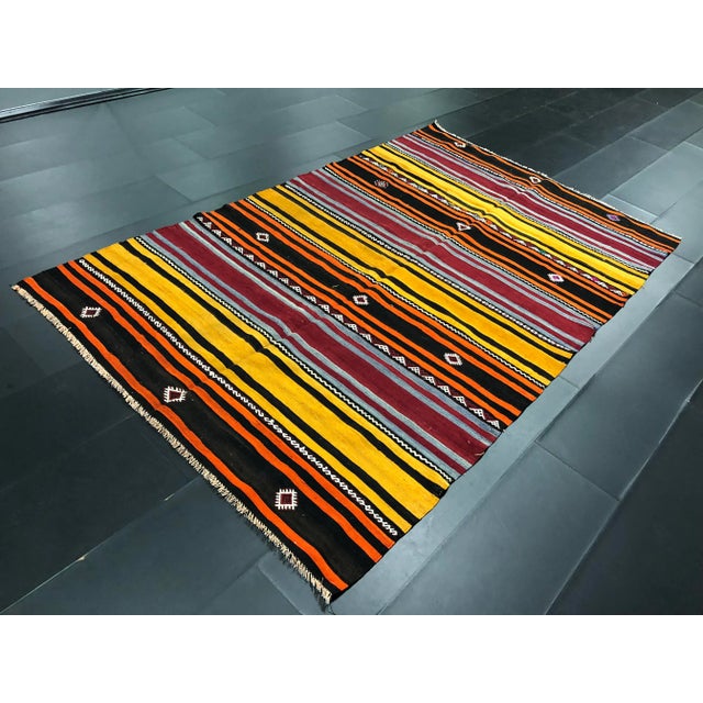 Natural Turkish Handwoven Vintage Anatolian Wool Kilim