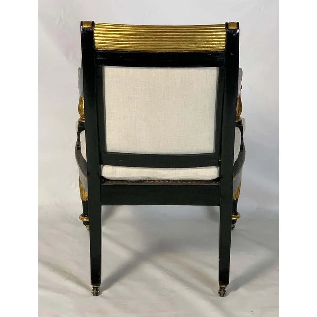 Early 19th Century Early 19th Century George IV Ebonized and Parcel-Gilt Armchair in the Manner of Morel and Hughes For Sale - Image 5 of 11