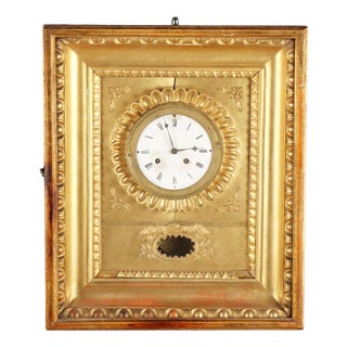Gilded Wooden Wall Clock For Sale