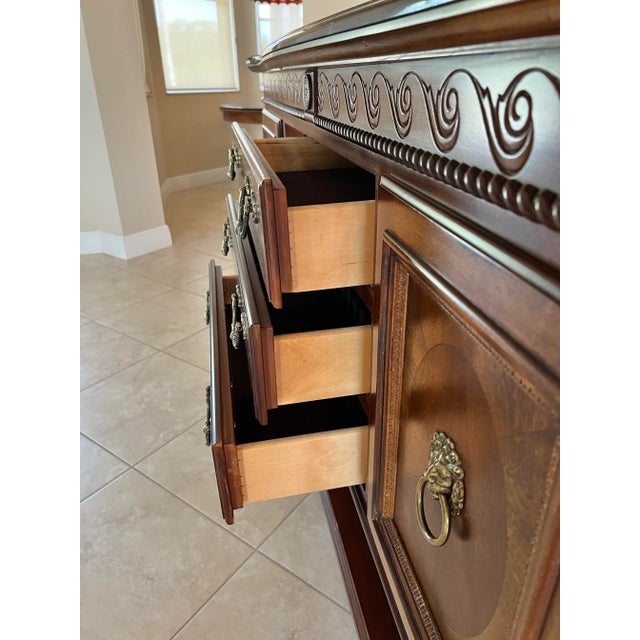Wood Vintage Sideboard, Buffet ,Console With Black Marble Top For Sale - Image 7 of 9
