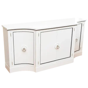 Vintage Grosfeld House Hollywood Regency White Lacquered and Nickel Silver Cabinet or Buffet