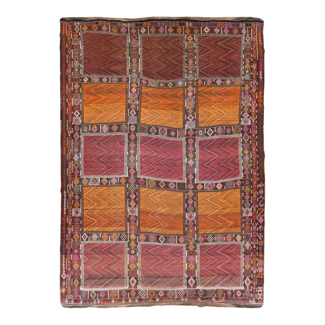 Galerie Shabab Collection Mid-20th Century Turkish Tribal Flatweave Kilim Large Carpet For Sale