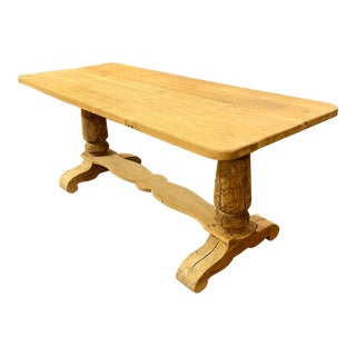Early 20th Century Antique French Double Pedestal Farmhouse Table For Sale
