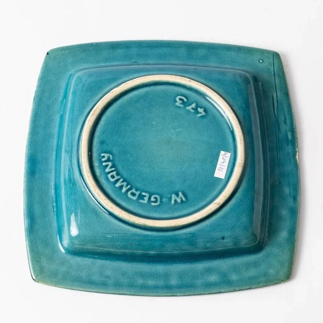 Ceramic Turquoise Ceramic Bowl from Bay Keramik, 1970s For Sale - Image 7 of 10