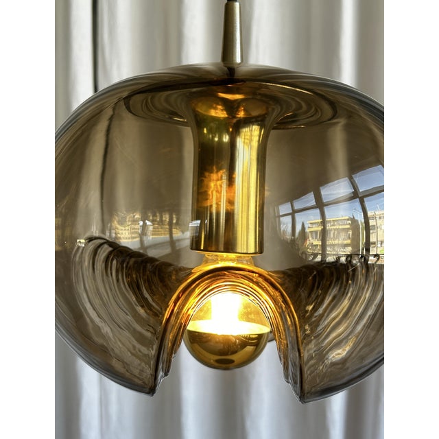 Space Age Smoked Glass Futura Biomorphic Pendant by Koch & Lowy for Peill & Putzler, Germany, 1970s For Sale - Image 4 of 18